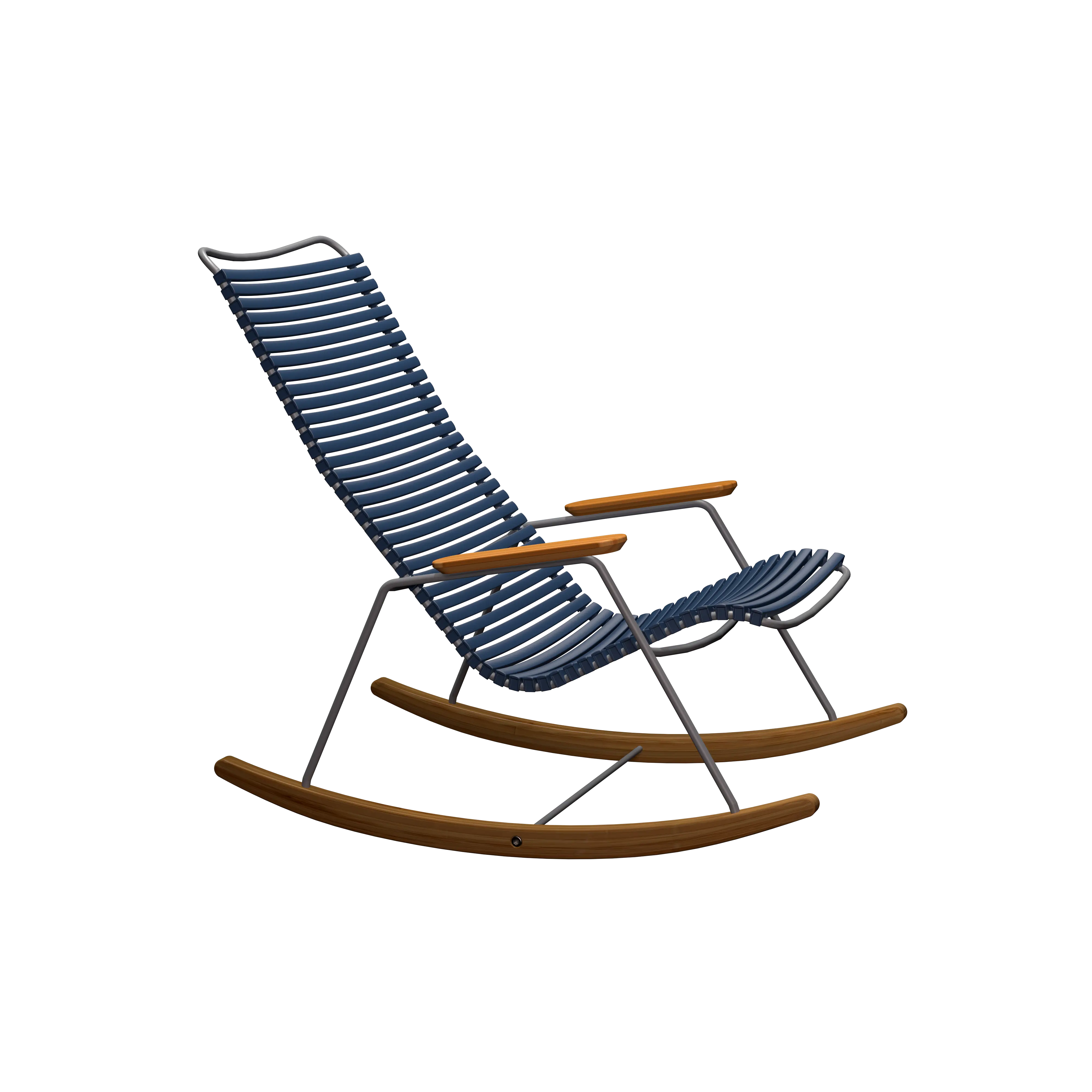 Click rocking chair - Dark blue, bamboo armrests