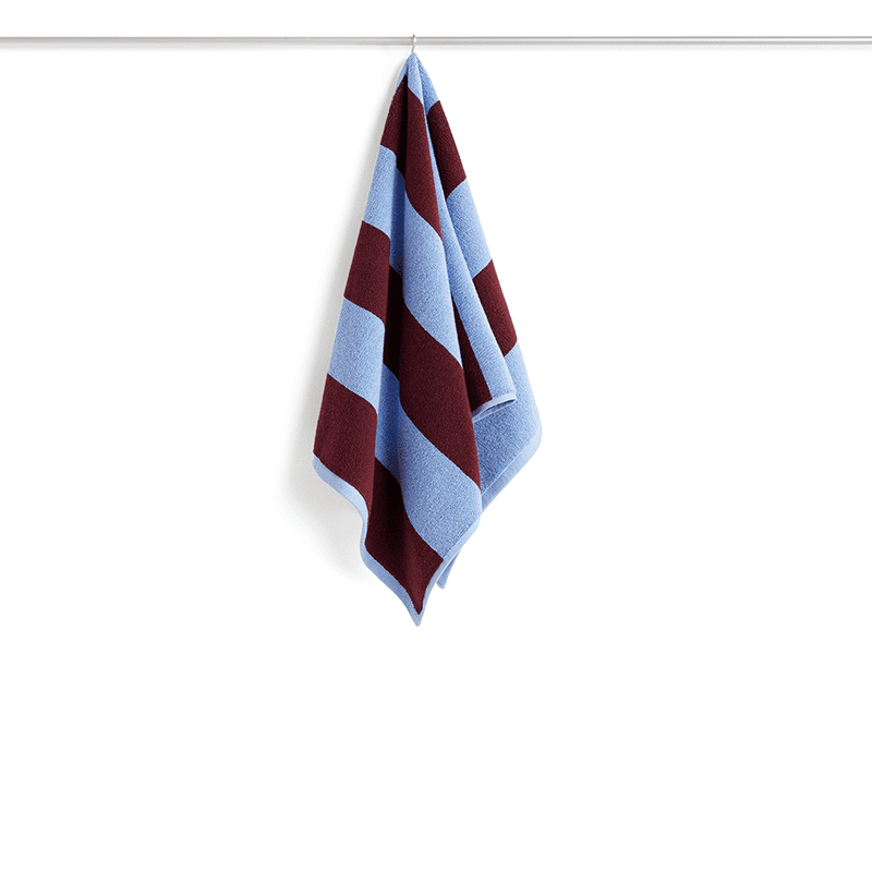 Frotte Stripe hand towel - Bordeaux and sky blue