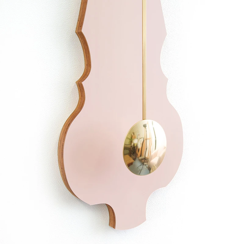 Wall clock pendulum small - Peach pastel/shiny gold