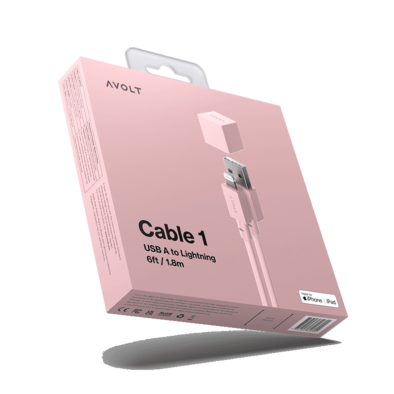 Cable 1 (USB A to lightning) - Old Pink