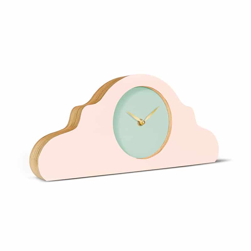 Mantel clock - Peach pastel/gale green/shiny gold