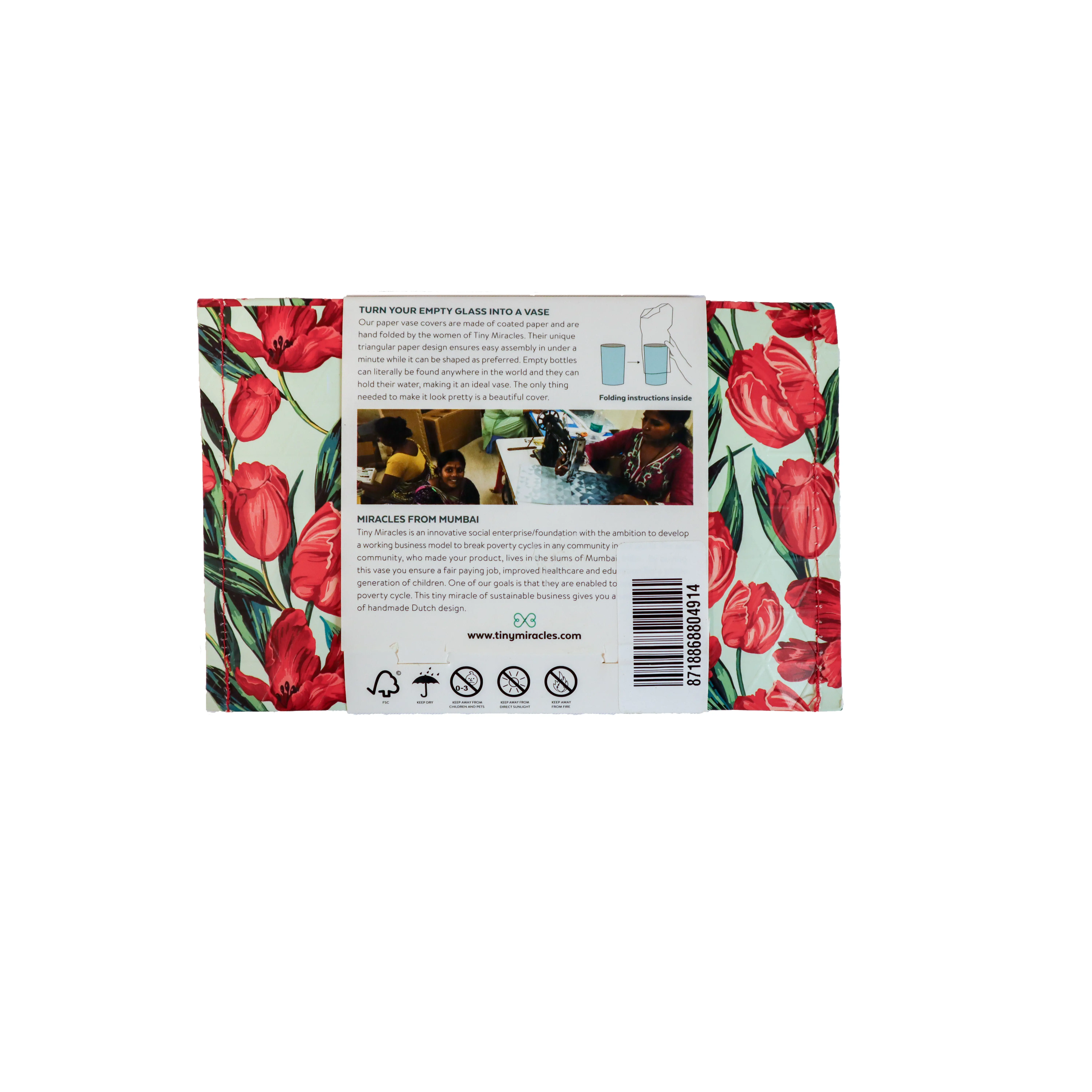 Paper Vase Cover Small - Tulips