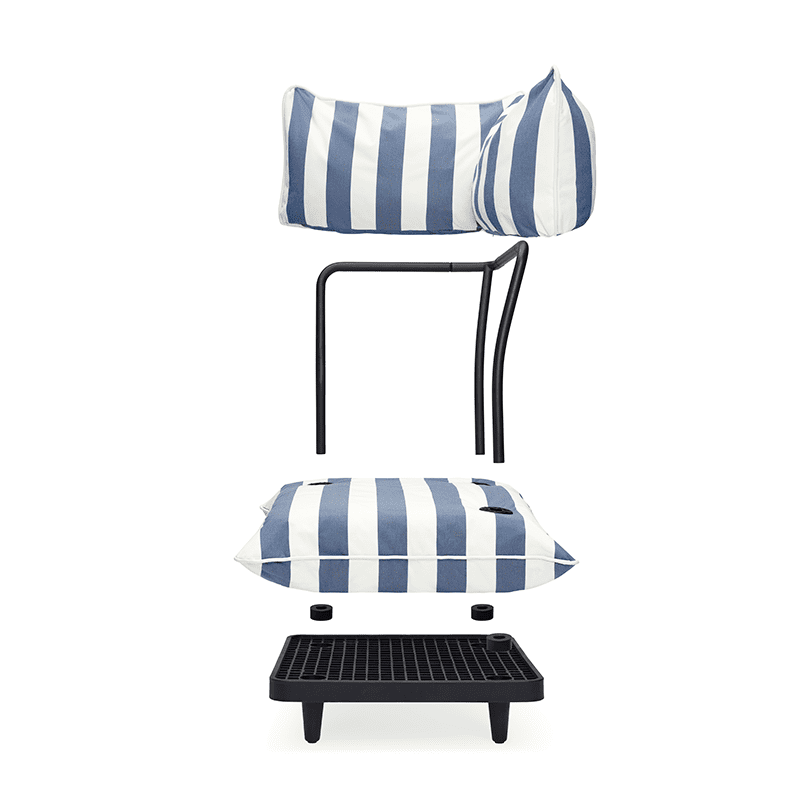 Paletti corner seat left - Stripe ocean blue