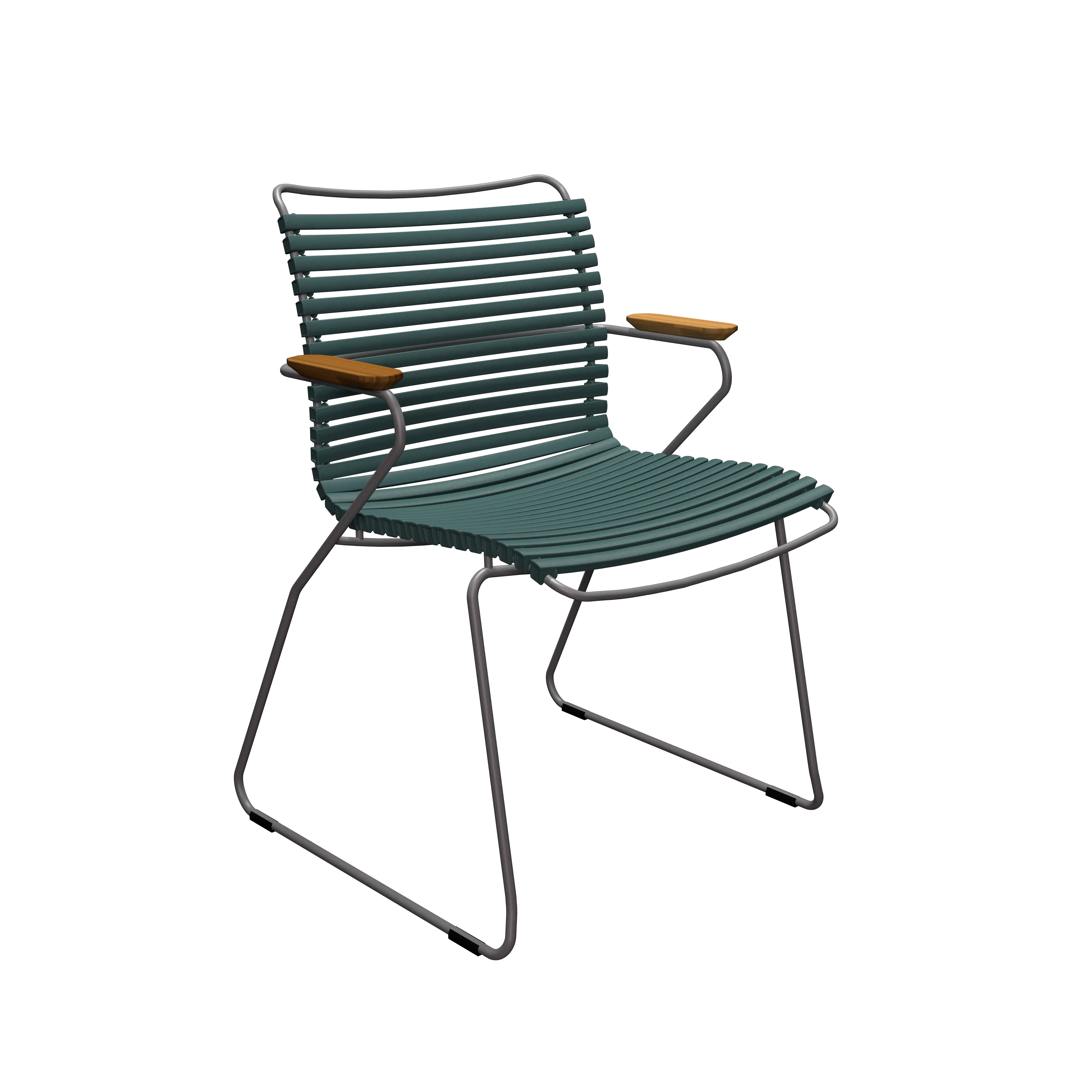 Click dining chair - Pine green, bamboo armrests