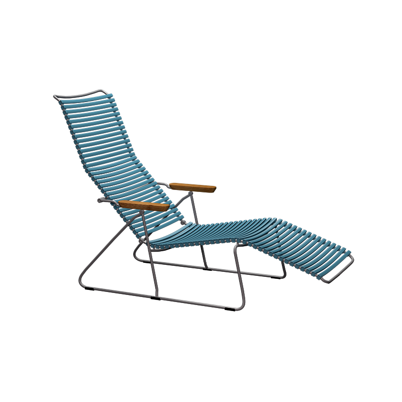 Click sunlounger - Petrol, bamboo armrests