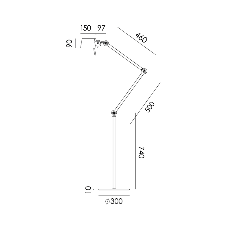 Bolt 2arm vloerlamp - Striking orange