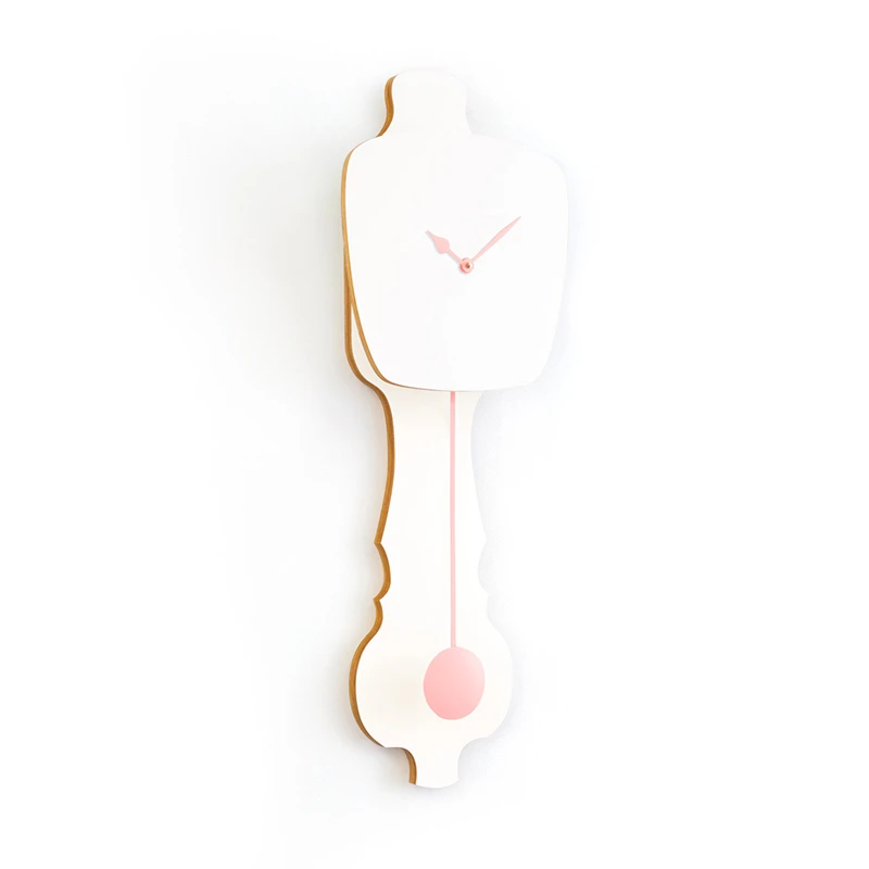 Wall clock pendulum large - Pure white/peach pastel