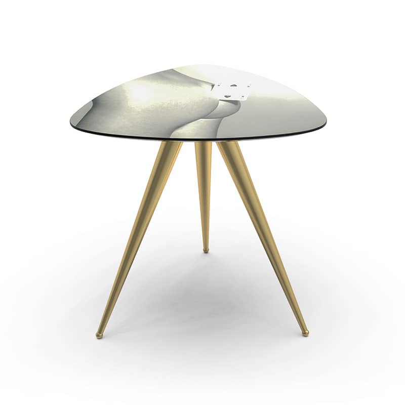 Toiletpaper wooden table with metal legs - Two of spades