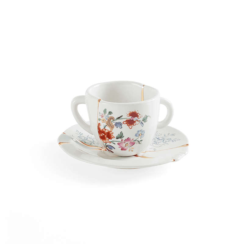 Kintsugin-n'1 coffee cup with saucer in porcelain
