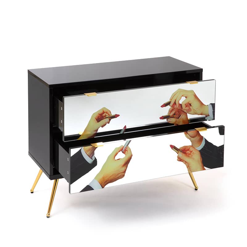 Chest of two drawers in mdf toiletpaper - Lipsticks black