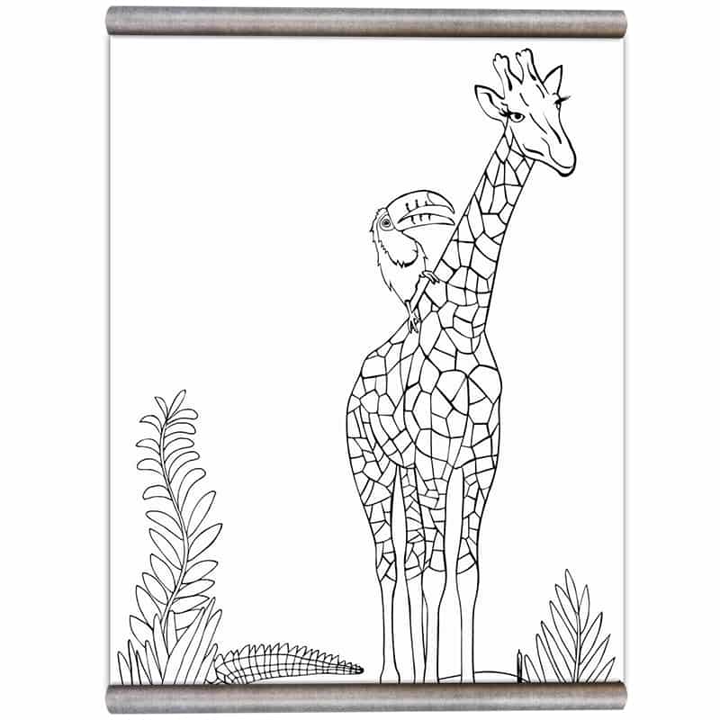 Krijtbord magneet behang jungle premium - Giraf