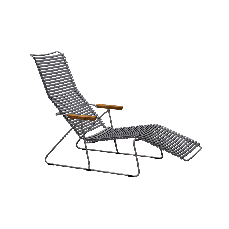 Click sunlounger - Dark grey, bamboo armrests