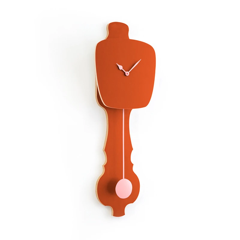 Wall clock pendulum large - Rusty red/peach pastel