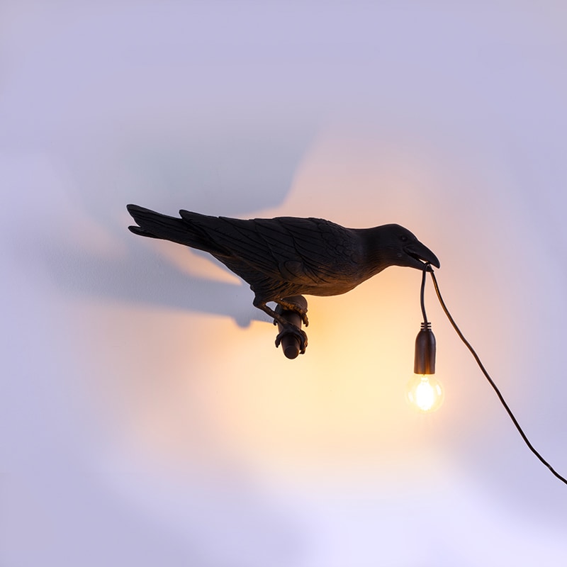 Bird wandlamp looking right outdoor - Black