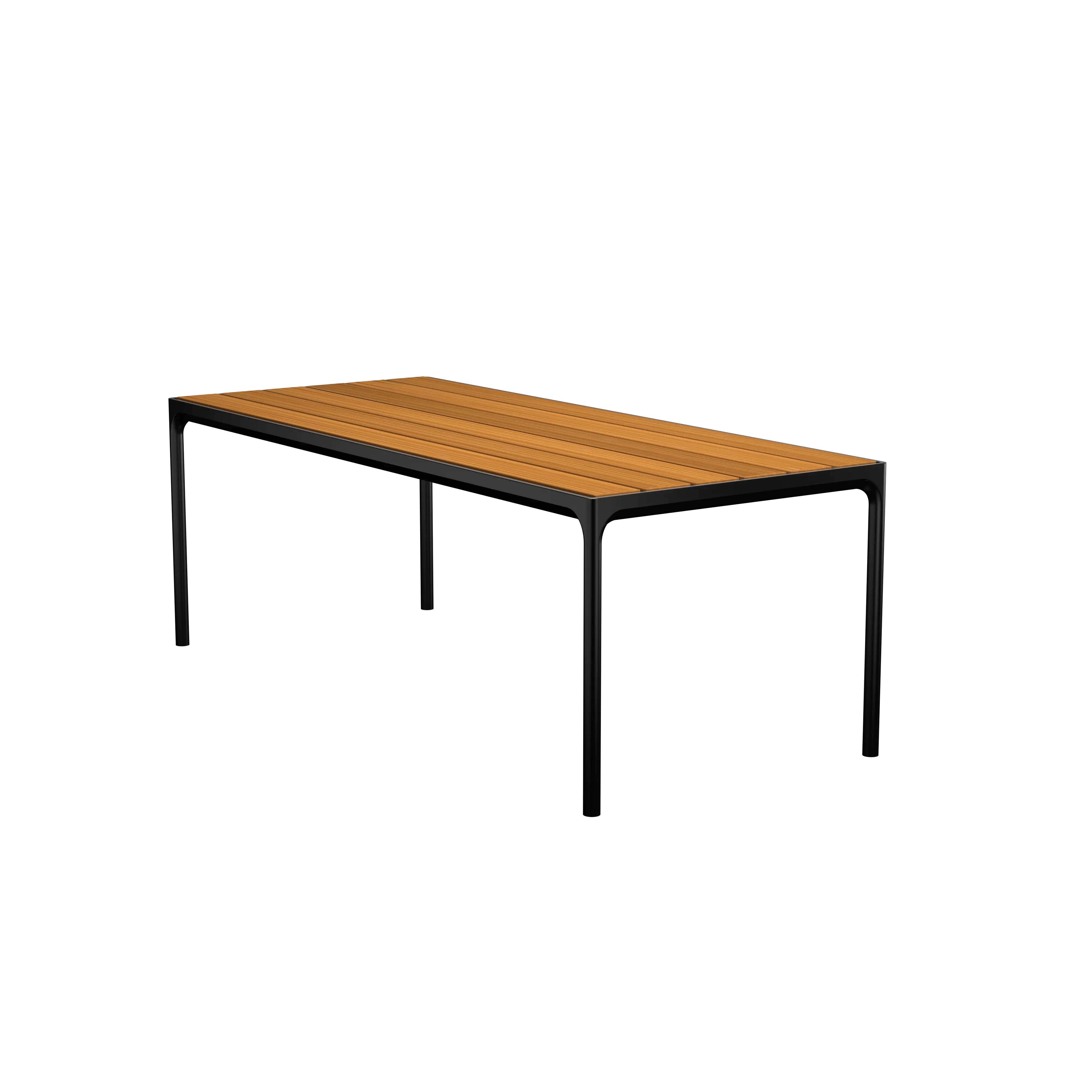 Set Four dining table bamboo black 90 x 210 cm + 6 Click chair black, bamboo armrest