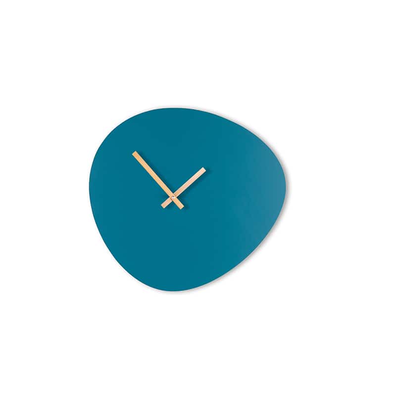Wall clock pebble - Petrol blue/shiny gold