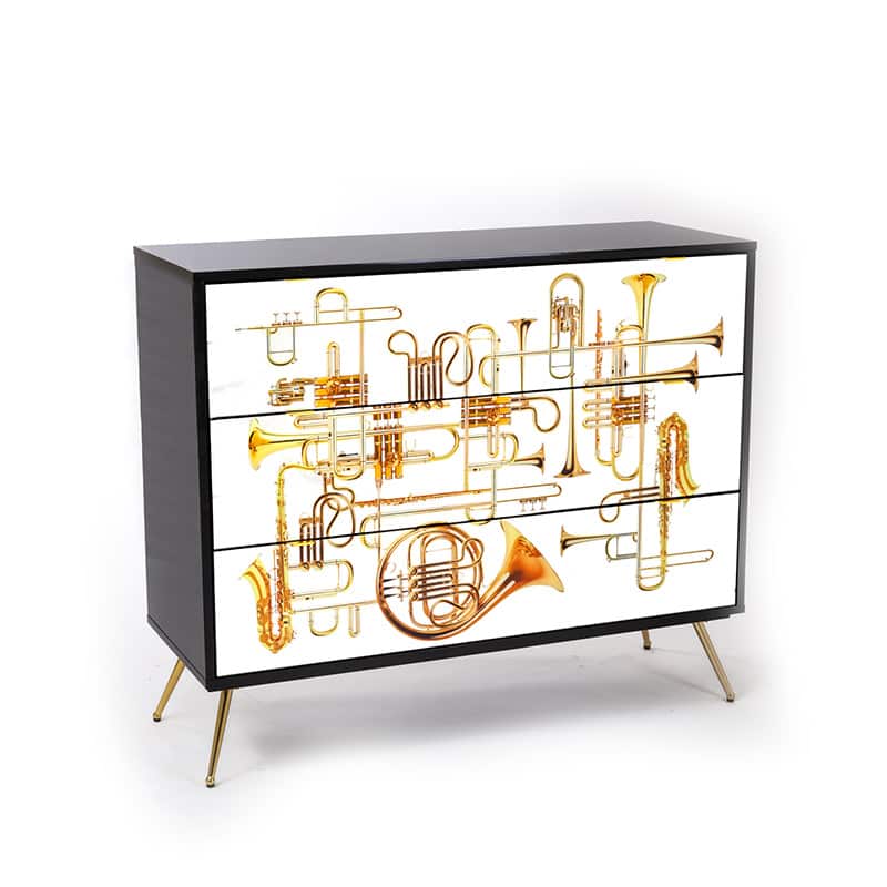 Chest of 3 drawers in mdf toiletpaper - Trumpets