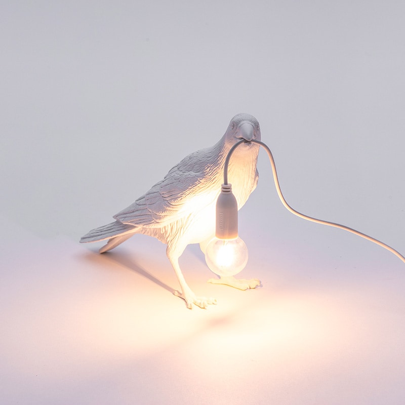Bird tafellamp waiting outdoor - White