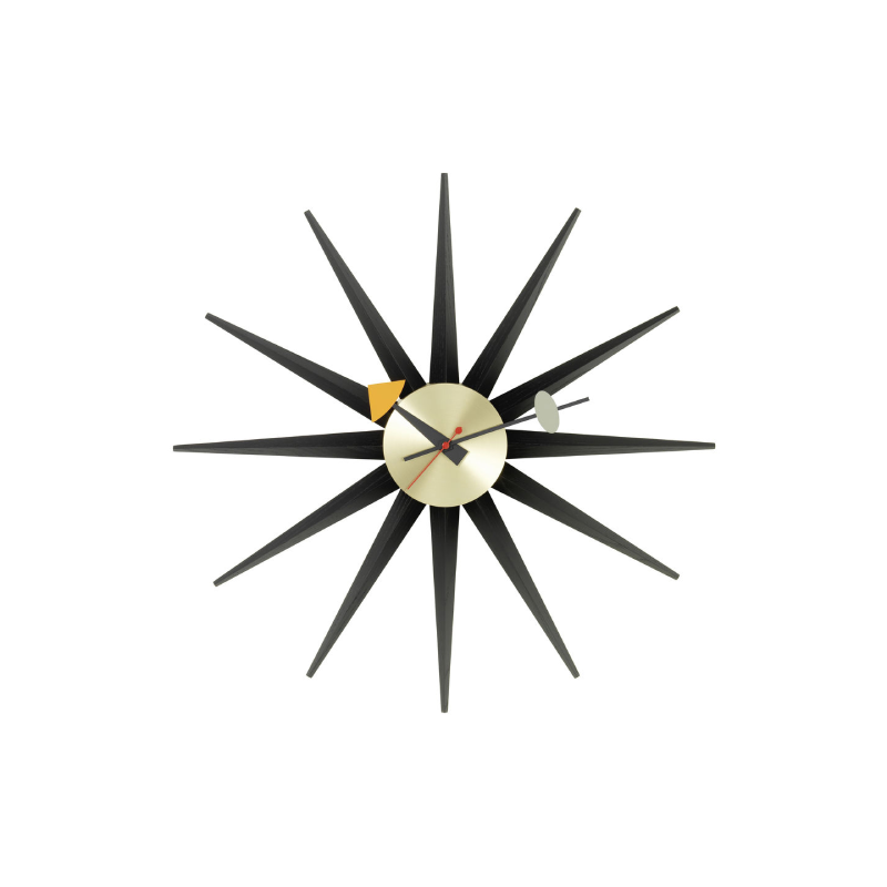 Sunburst Clock - Black/brass