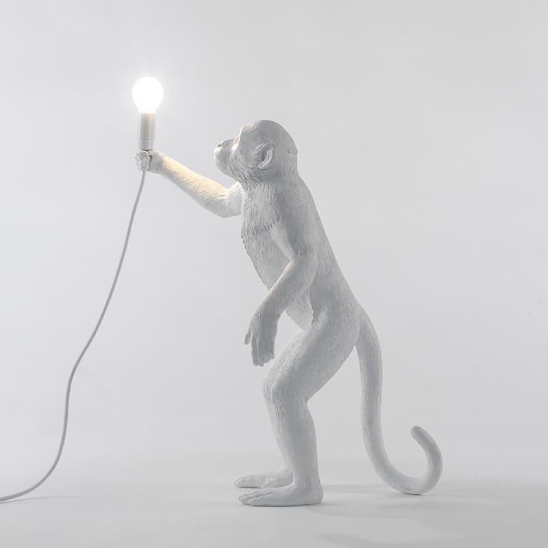 Monkey tafellamp standing - White