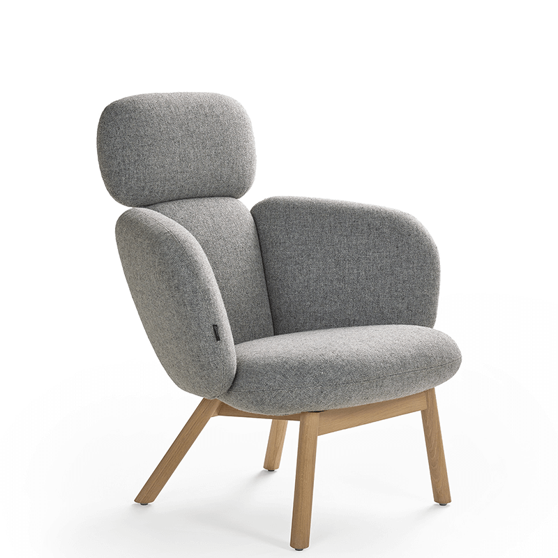 Bras High Back fauteuil - 4 poot hout