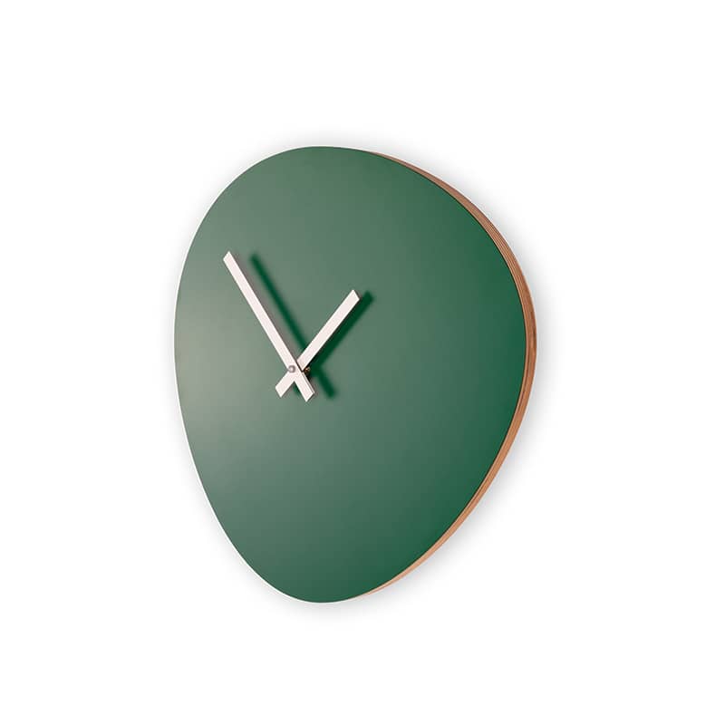 Wall clock pebble - Emerald green/off white