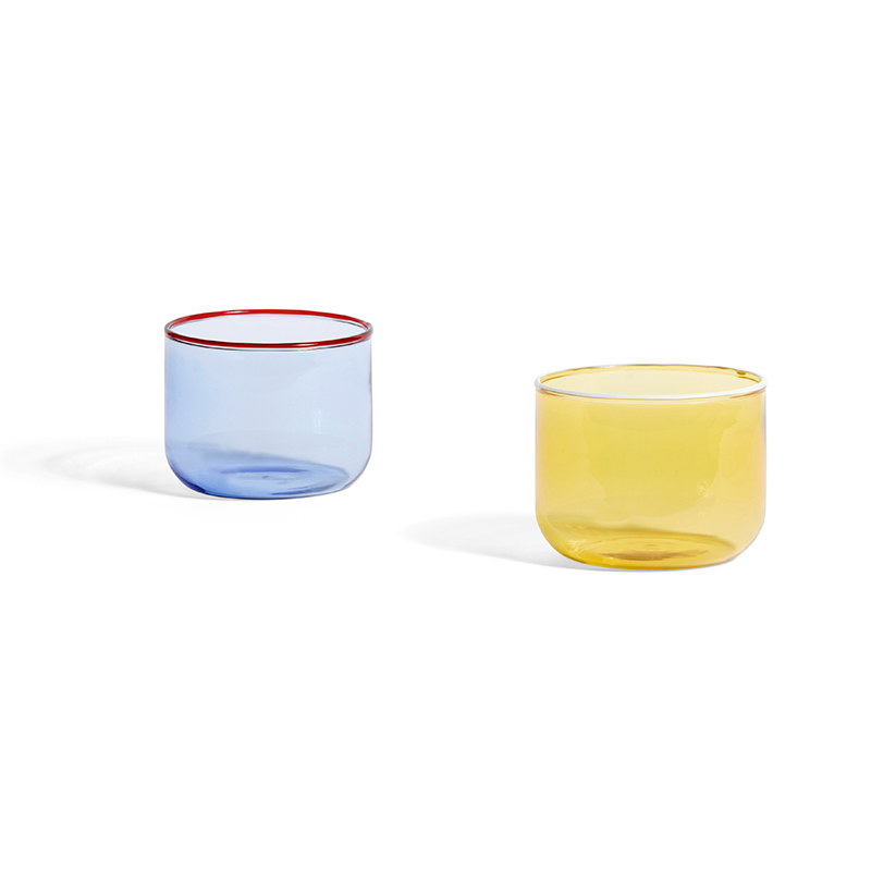 Tint Glass Set of 2 - Light yellow with white rim