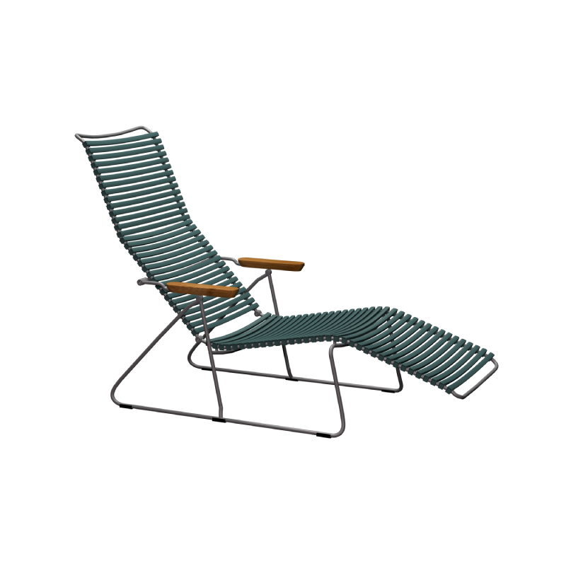 Click sunlounger - Pine green, bamboo armrests