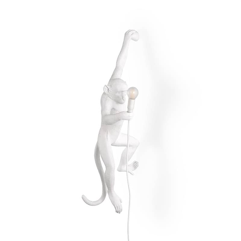 Monkey wandlamp hanging left hand - White