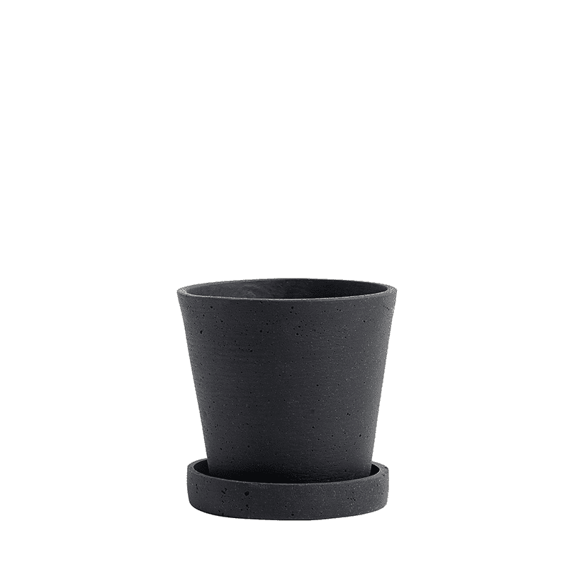Flowerpot with Saucer S - Black