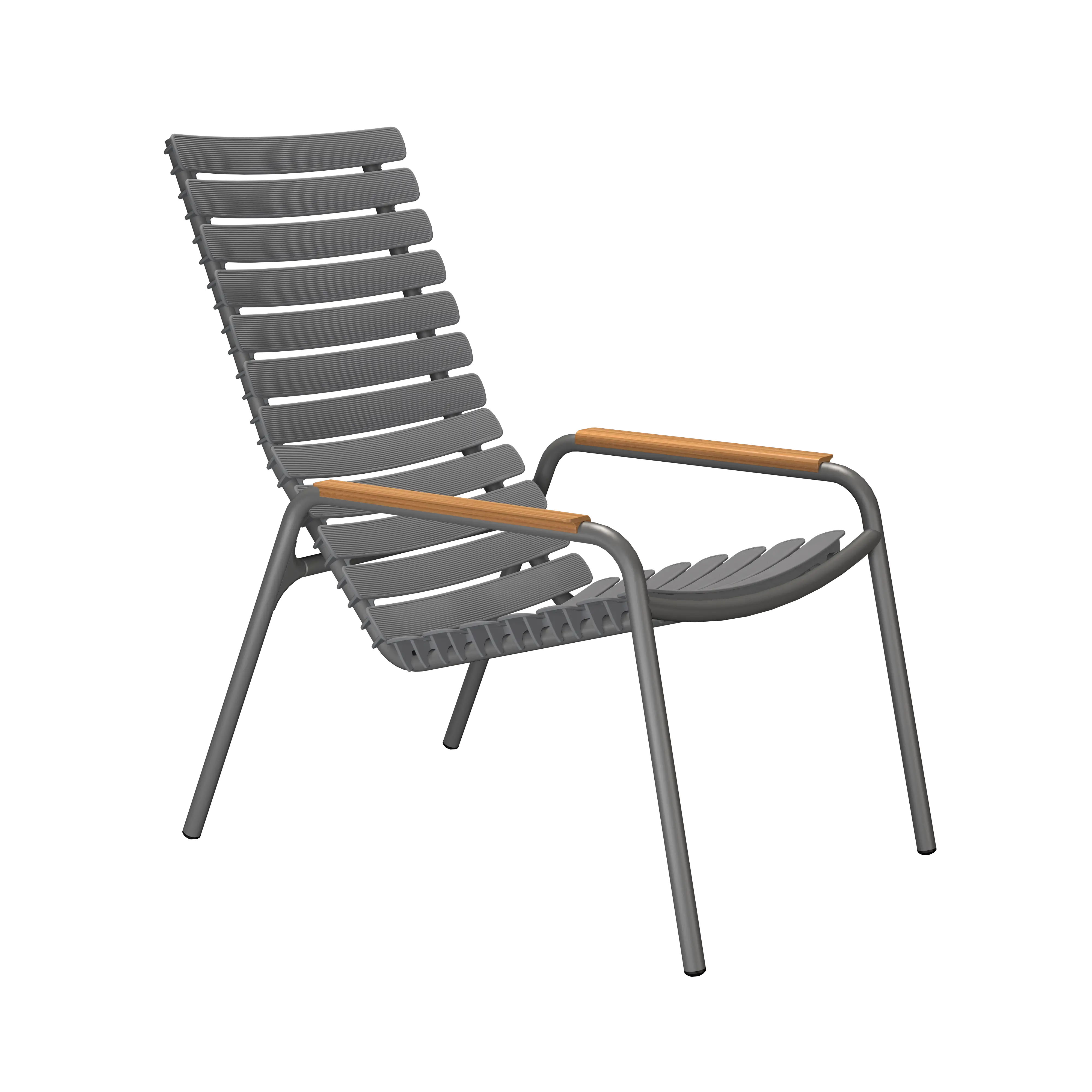 Reclips lounge chair - Grey, bamboo armrests