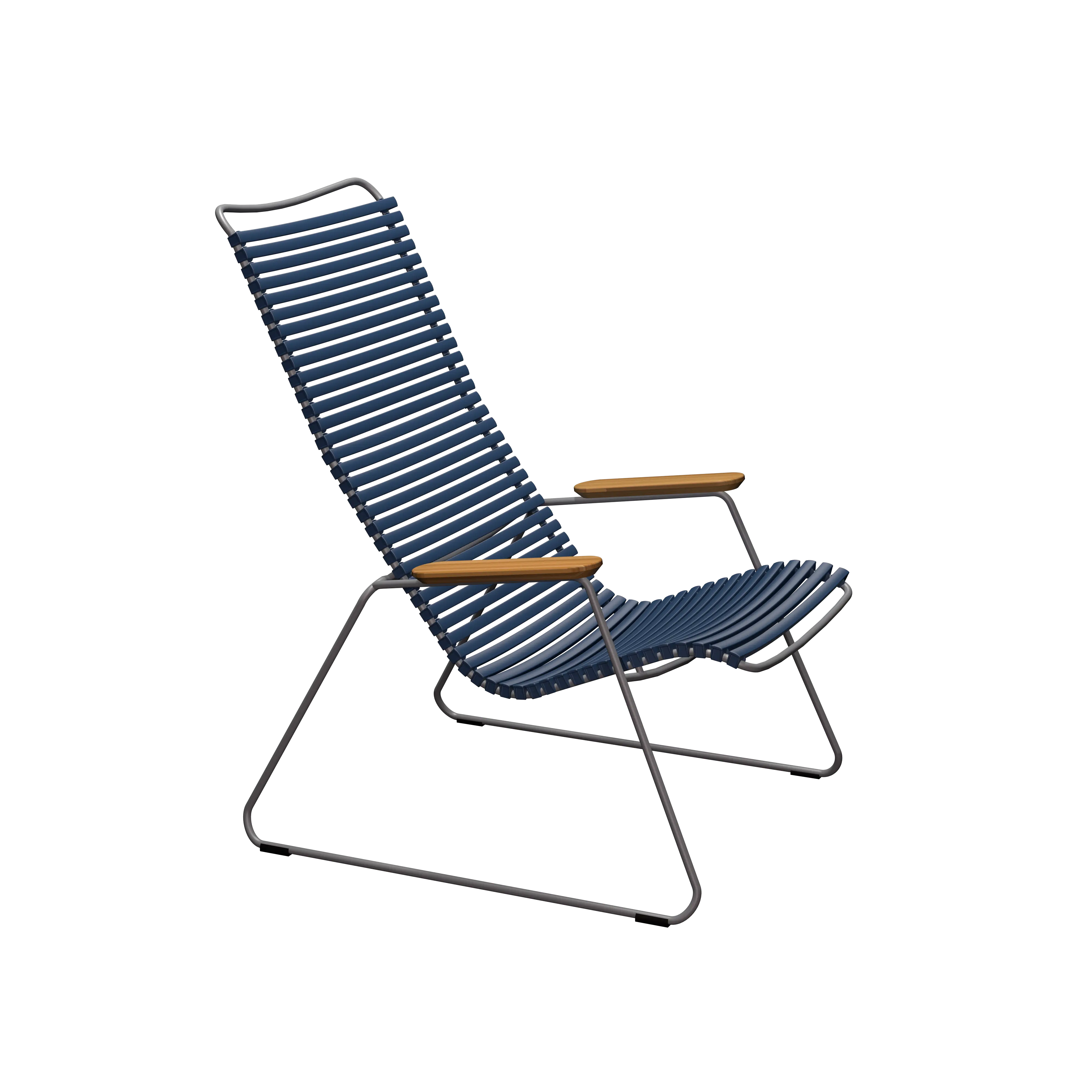 Click lounge chair - Dark blue, bamboo armrests