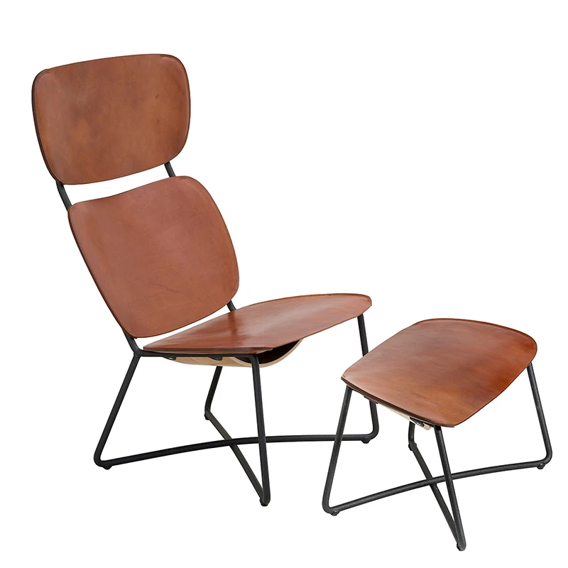 Miller High + Ottoman - Cognac seat/black frame