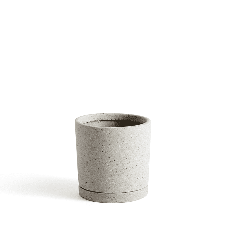 Plant Pot with Saucer M - Grey