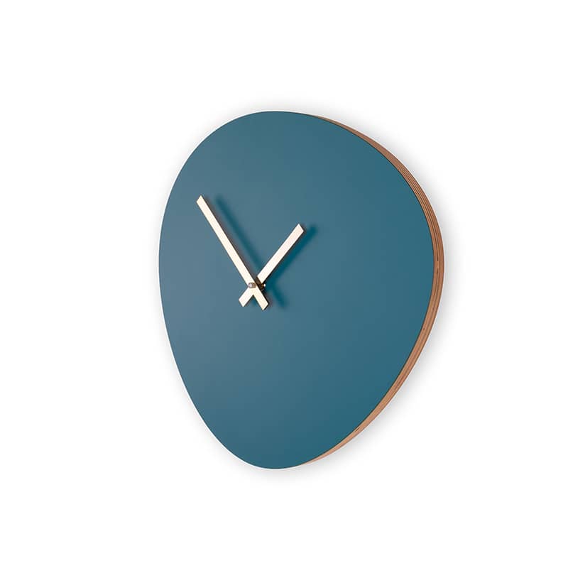 Wall clock pebble - Petrol blue/shiny gold