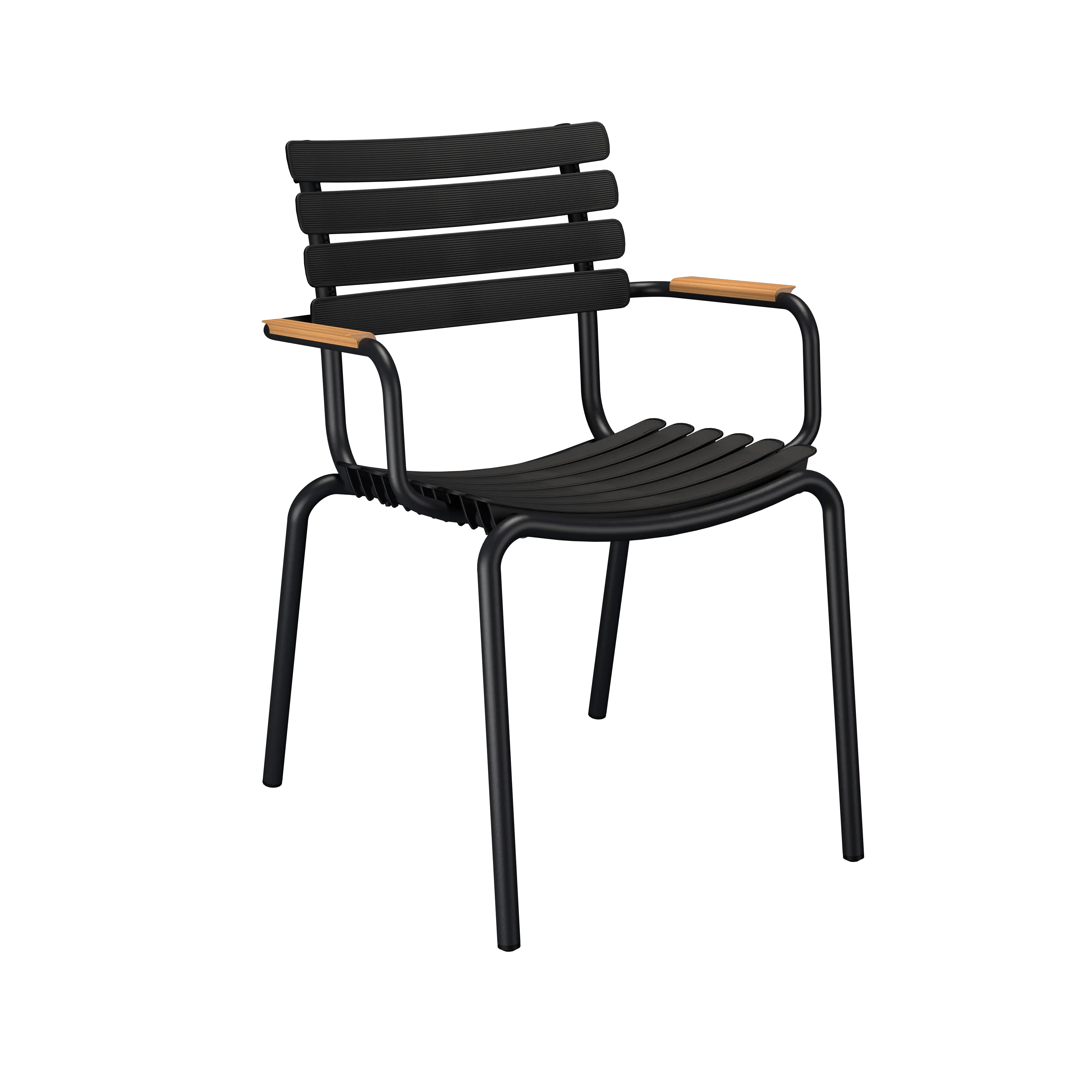 Reclips dining chair - Black, bamboo armrests