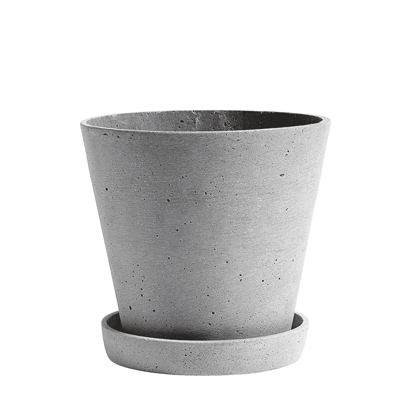 Flowerpot with Saucer L - Grey