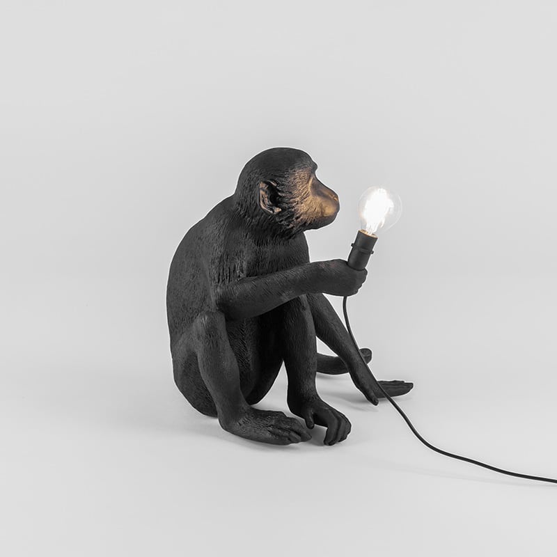 Monkey tafellamp sitting outdoor - Black