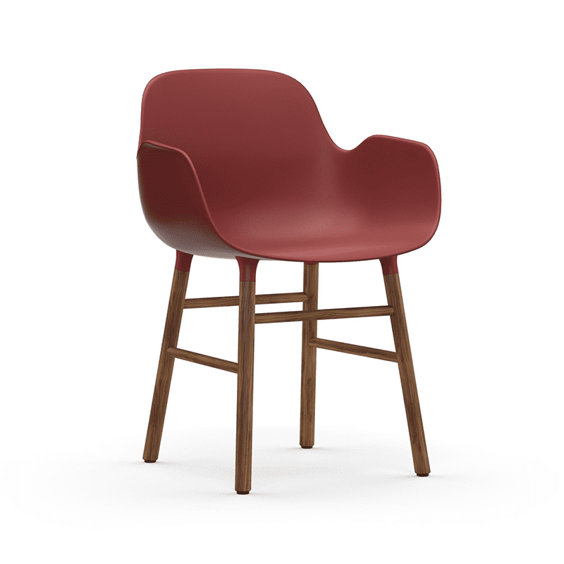 Form Armchair Red/Walnut