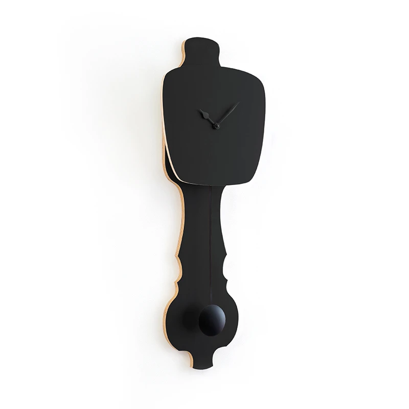 Wall clock pendulum large - Satin black/deep black, matt finish