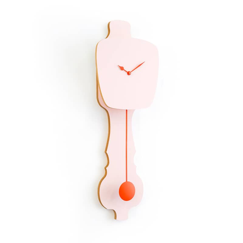 Wall clock pendulum large - Peach pastel/neon orange
