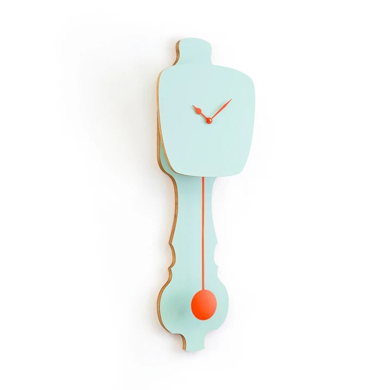 Wall clock pendulum large - Gale green/neon orange