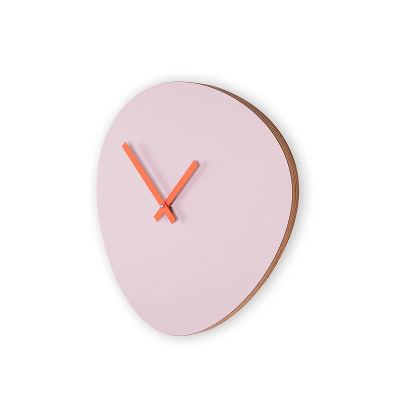 Wall clock pebble - Soft lilac/neon orange