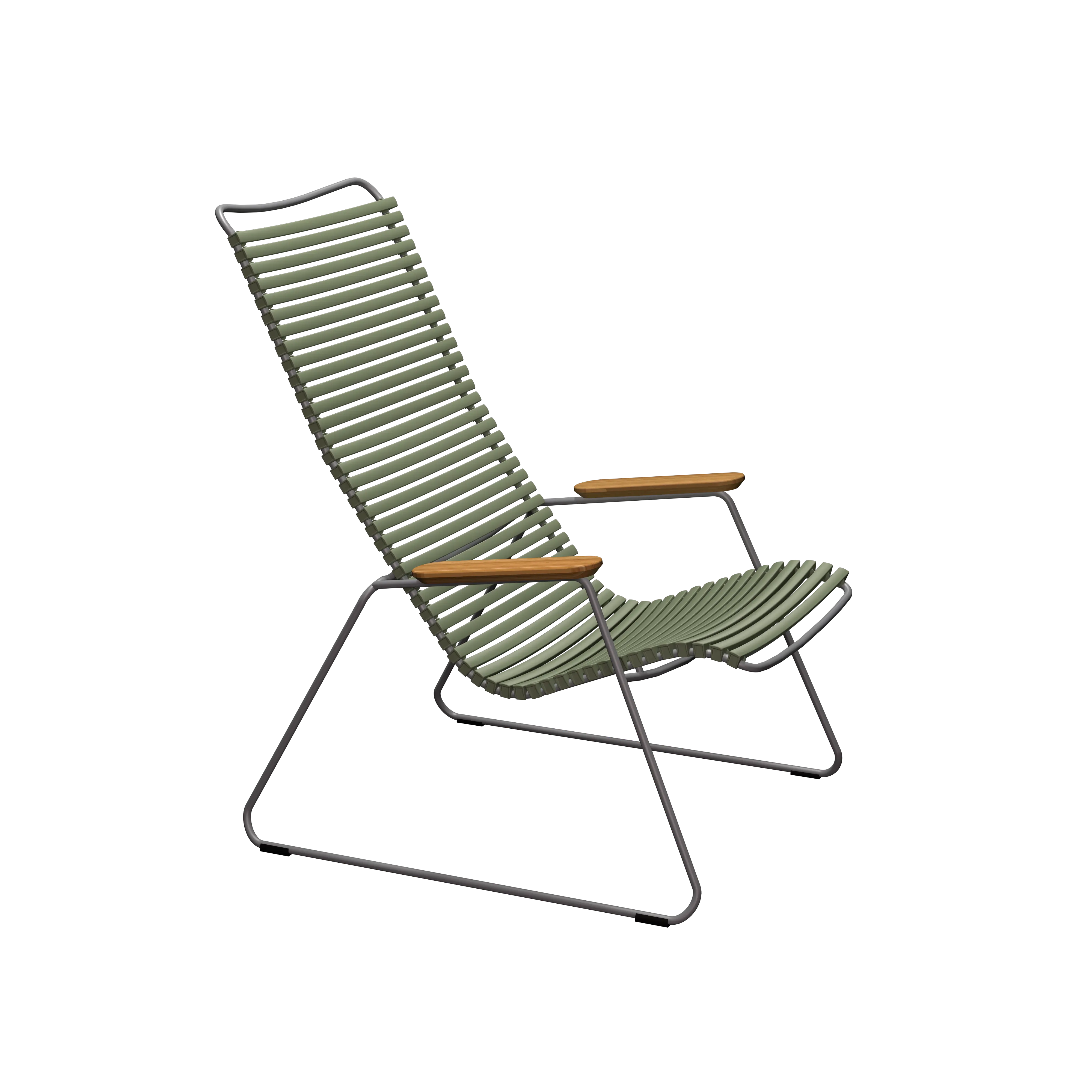 Click lounge chair - Olive green, bamboo armrests