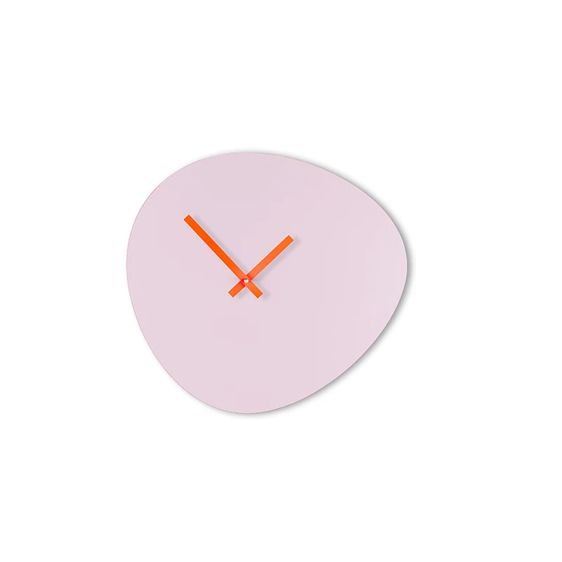 Wall clock pebble - Soft lilac/neon orange