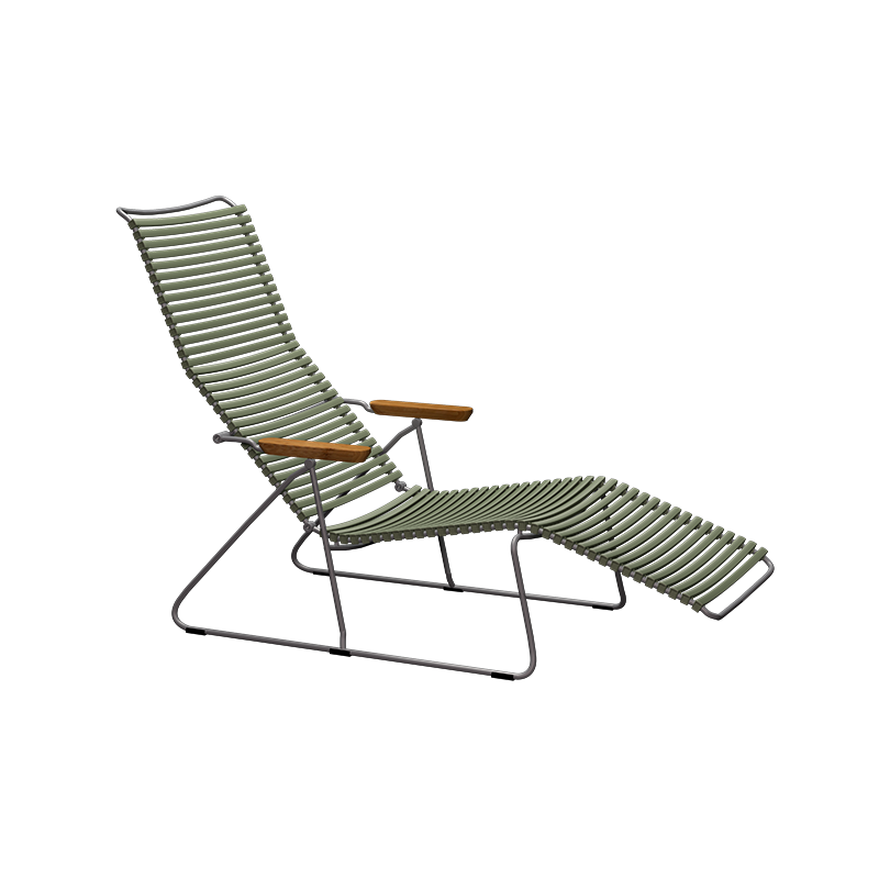 Click sunlounger - Olive green, bamboo armrests