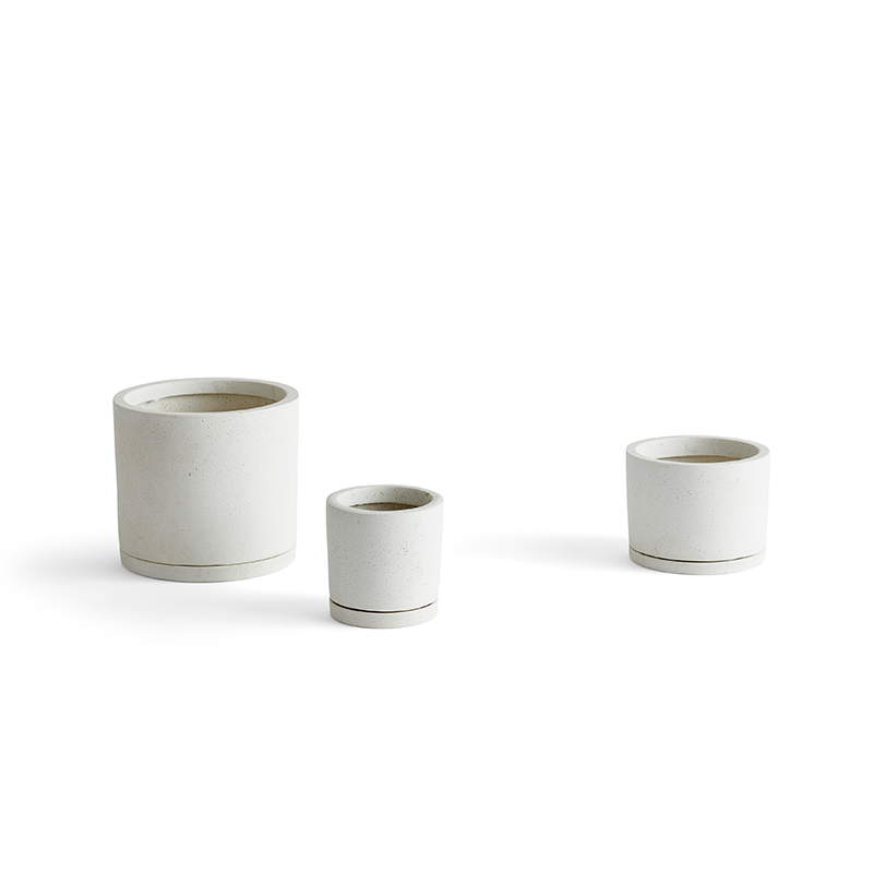 Plant Pot with Saucer L - White