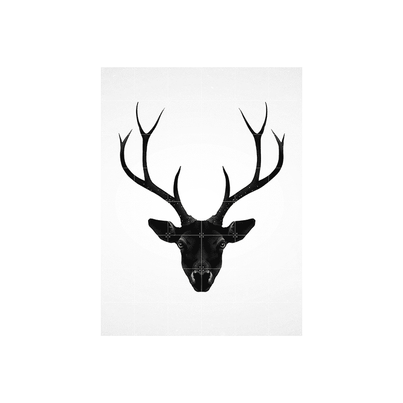 Deer black & white - large