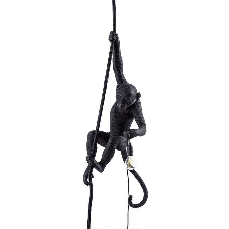 Monkey lamp with rope outdoor - Black