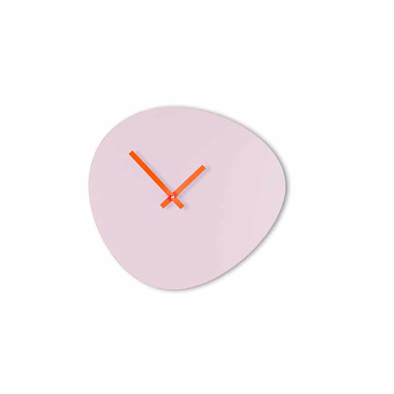 Wall clock pebble - Soft lilac/neon orange